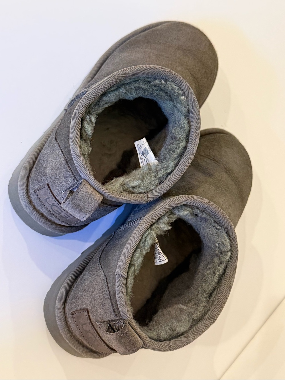 UGG Grey Suede Shearling Booties